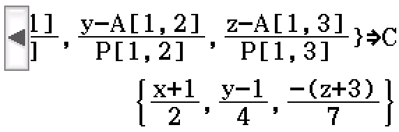 C = {(x+1)/2, (y-1)/4, -(z+3)/7}