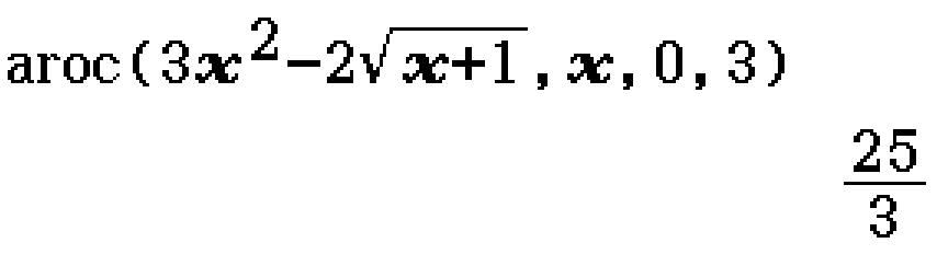 aroc(3x^2-2sqrt(x+1), x, 0, 3)