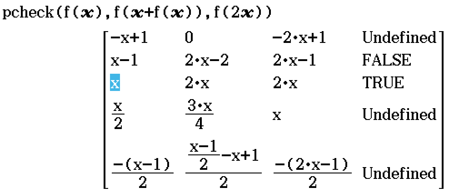 pcheck(f(x),f(x+f(x)),f(2x))