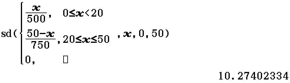 sd(function, x, 0, 50)
