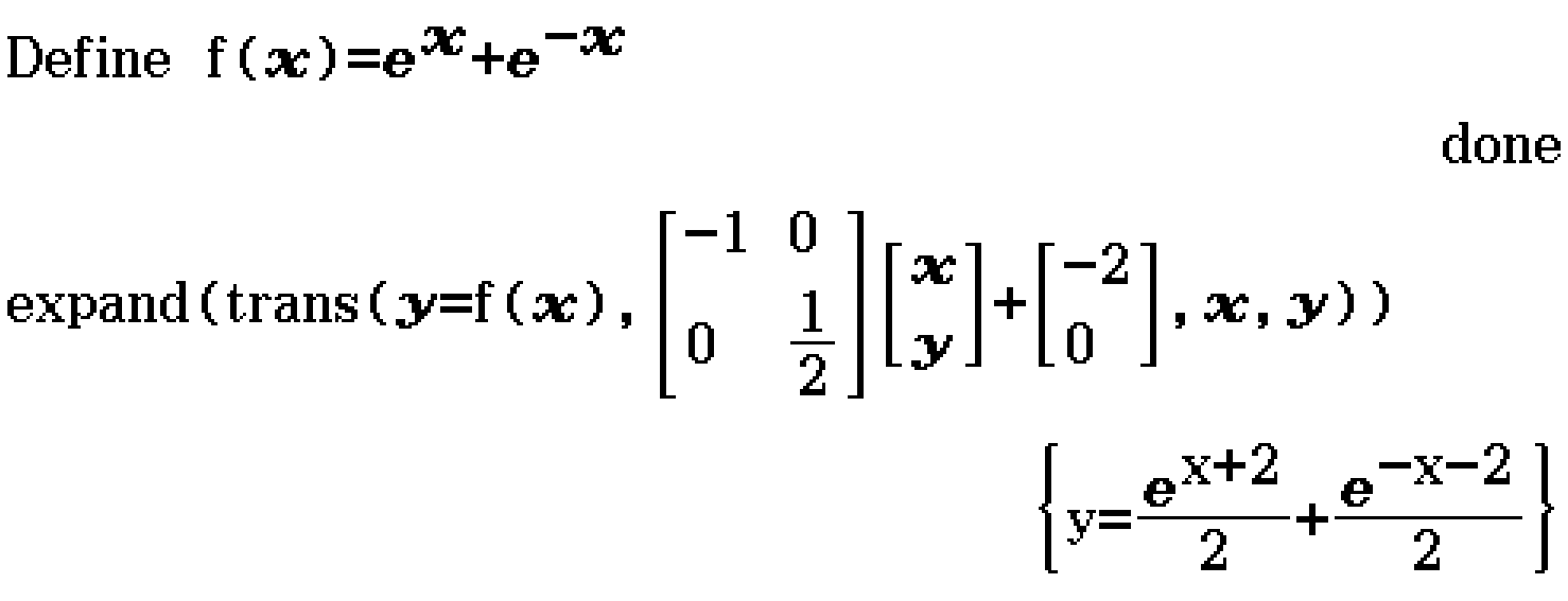 trans(y=f(x), [[-1 0] [0 1/2]][[x] [y]] + [[2] [0]], x, y)
